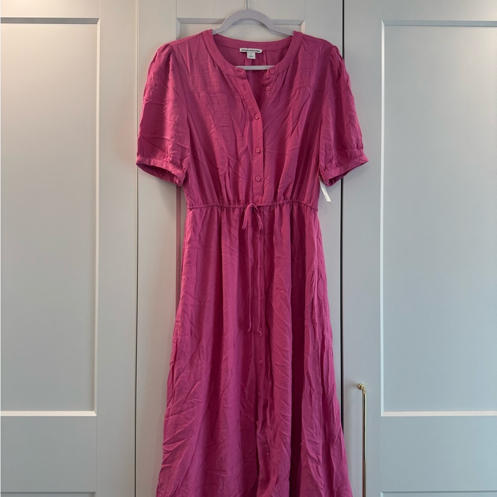 Elegant Pink Button-Down Dress